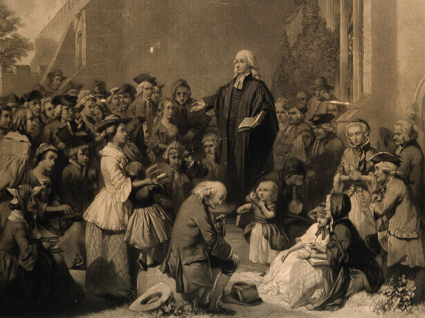 When forbidden from preaching from the pulpits of parish churches, Wesley began open-air preaching.